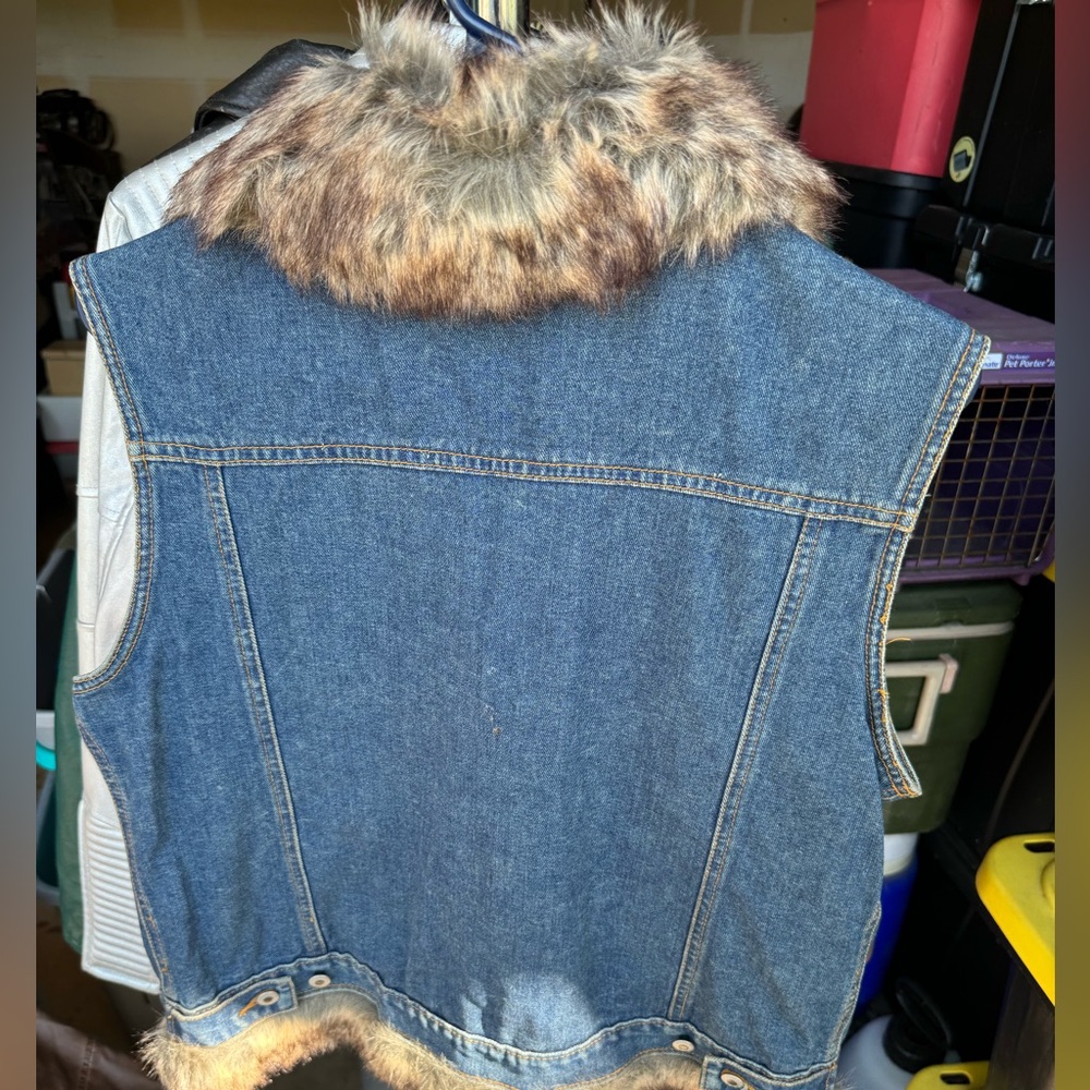 Cruel Girl Faux Fur Lined Denim Vest - Picture 3 of 3